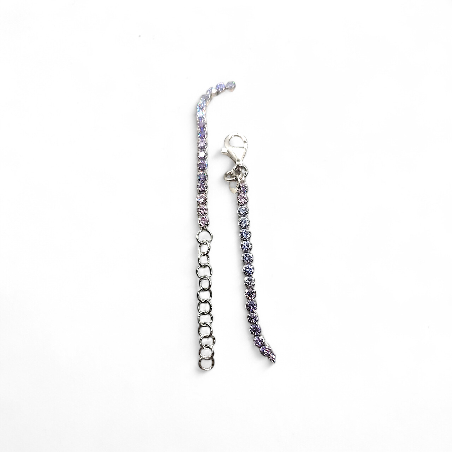 BRACCIALE TENNIS RAINBOW IN ARGENTO 925 RODIATO E ZIRCONI ARCOBALENO 2 MM.