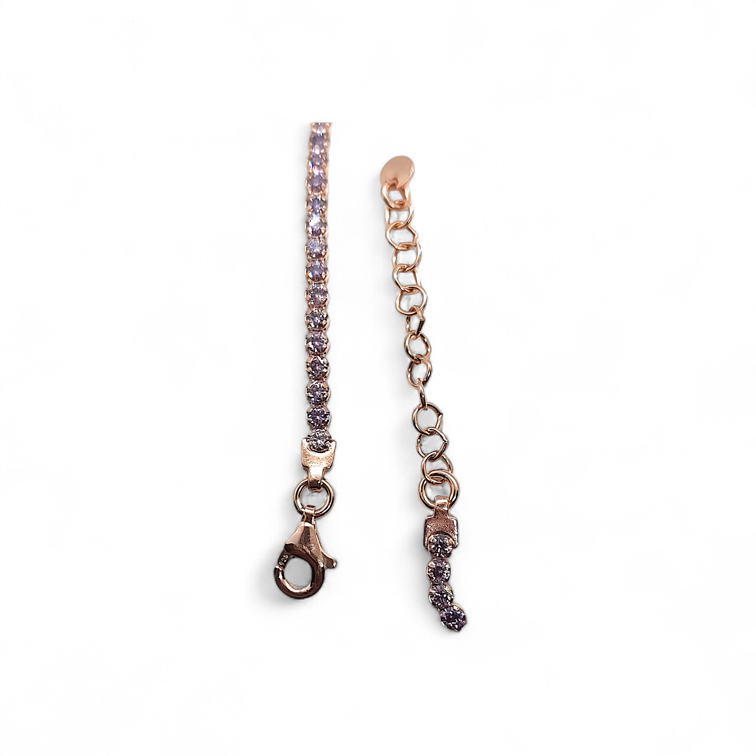 BRACCIALE TENNIS ROSE IN ARGENTO 925 CON ZIRCONI VIOLA 2 MM.