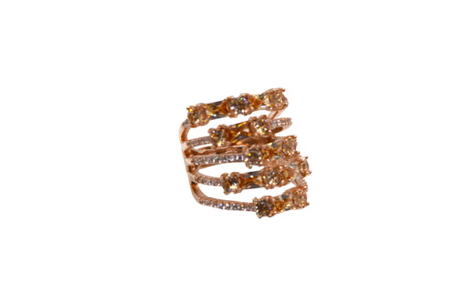 ANELLO IN ARGENTO 925 GALVANICA ROSE A FASCIA CON ZIRCONI REGOLABILE