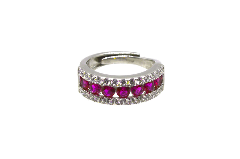ANELLO IN ARGENTO 925 RODIATO A FASCIA CON ZIRCONI TONDI