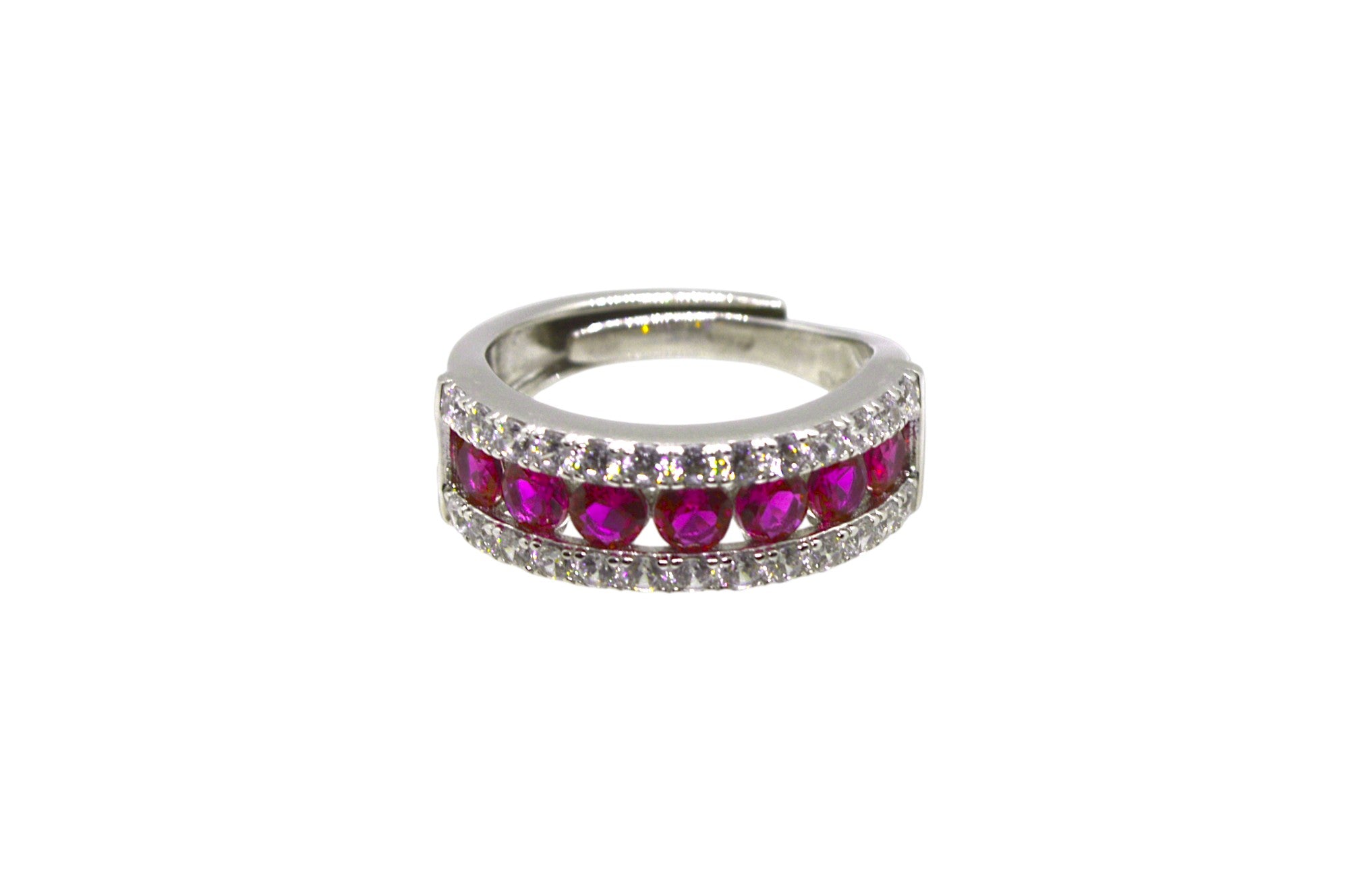 ANELLO IN ARGENTO 925 RODIATO A FASCIA CON ZIRCONI TONDI