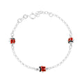 Bracciale Bimbo Bimba Catena Rolo con Coccinelle Smalto Rosso in ARGENTO 925