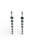 ORECCHINI IN ARGENTO 925 RODIATO E 7 ZIRCONI AZZURRI  