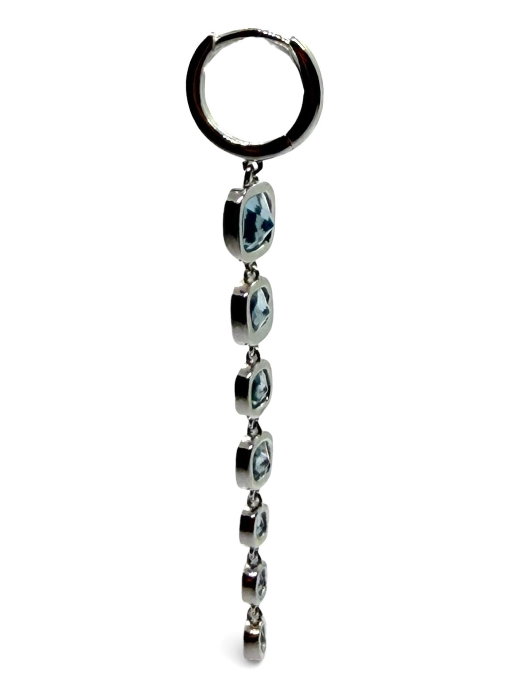 ORECCHINI IN ARGENTO 925 RODIATO E 7 ZIRCONI AZZURRI  