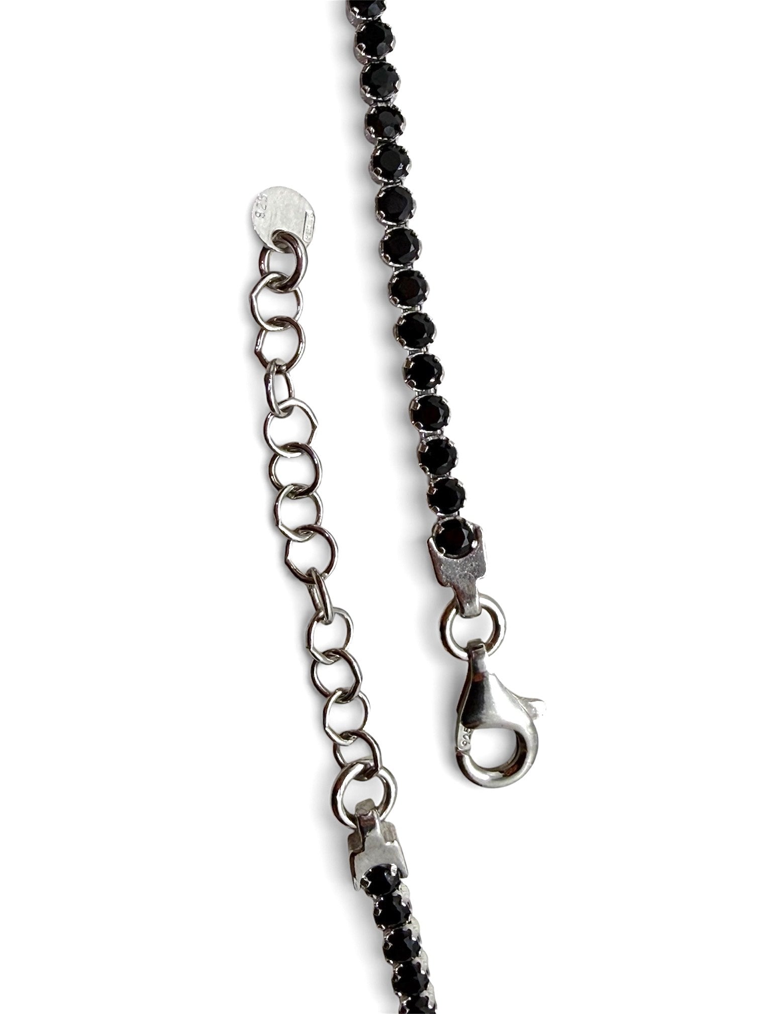BRACCIALE TENNIS  NERO IN ARGENTO 925 CON ZIRCONI 2 MM.