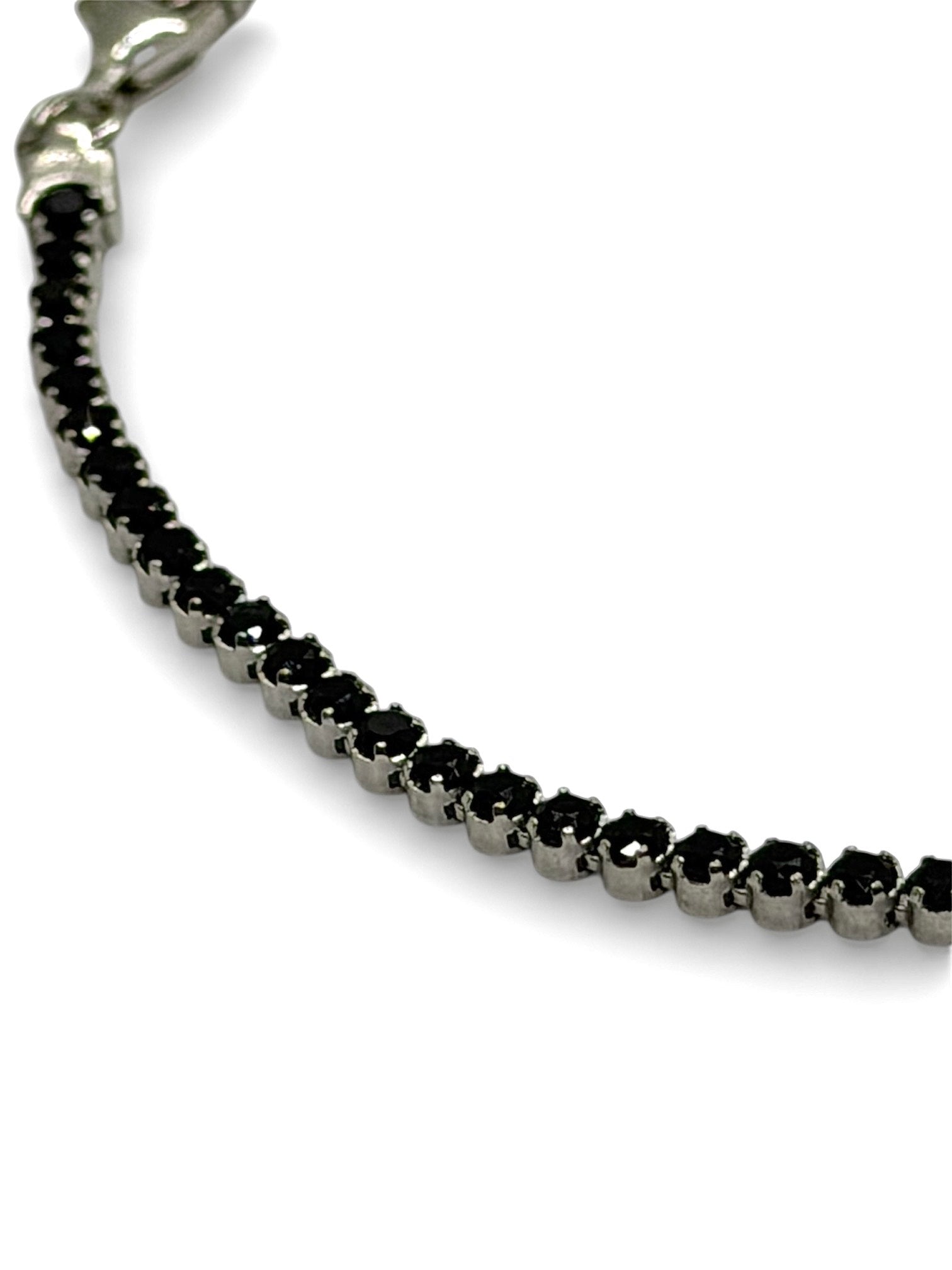 BRACCIALE TENNIS  NERO IN ARGENTO 925 CON ZIRCONI 2 MM.