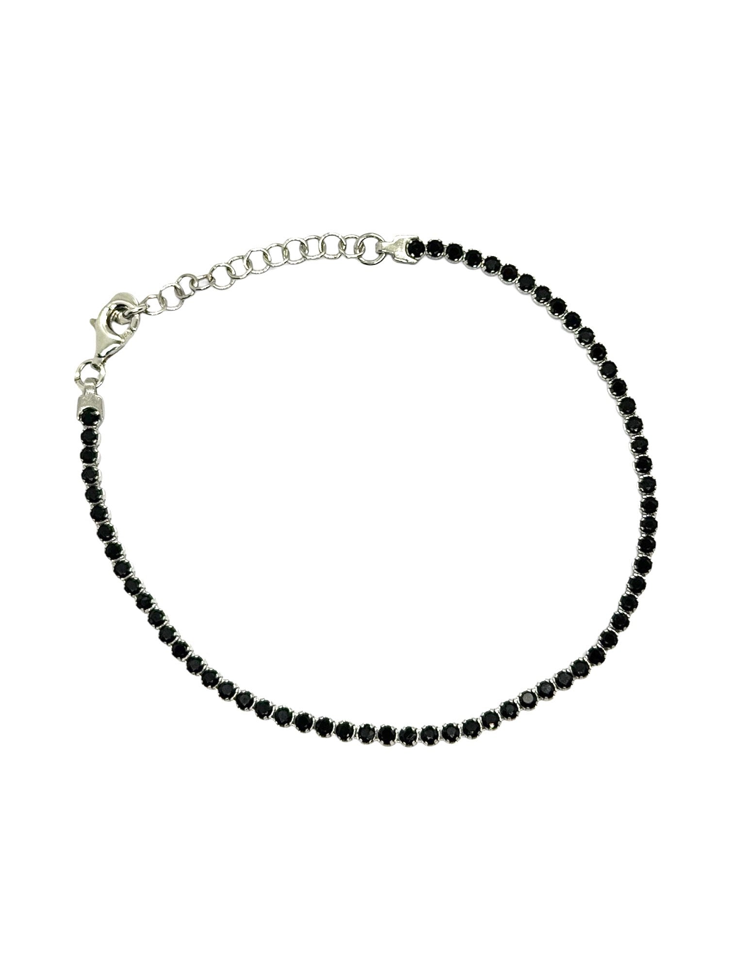 BRACCIALE TENNIS  NERO IN ARGENTO 925 CON ZIRCONI 2 MM.
