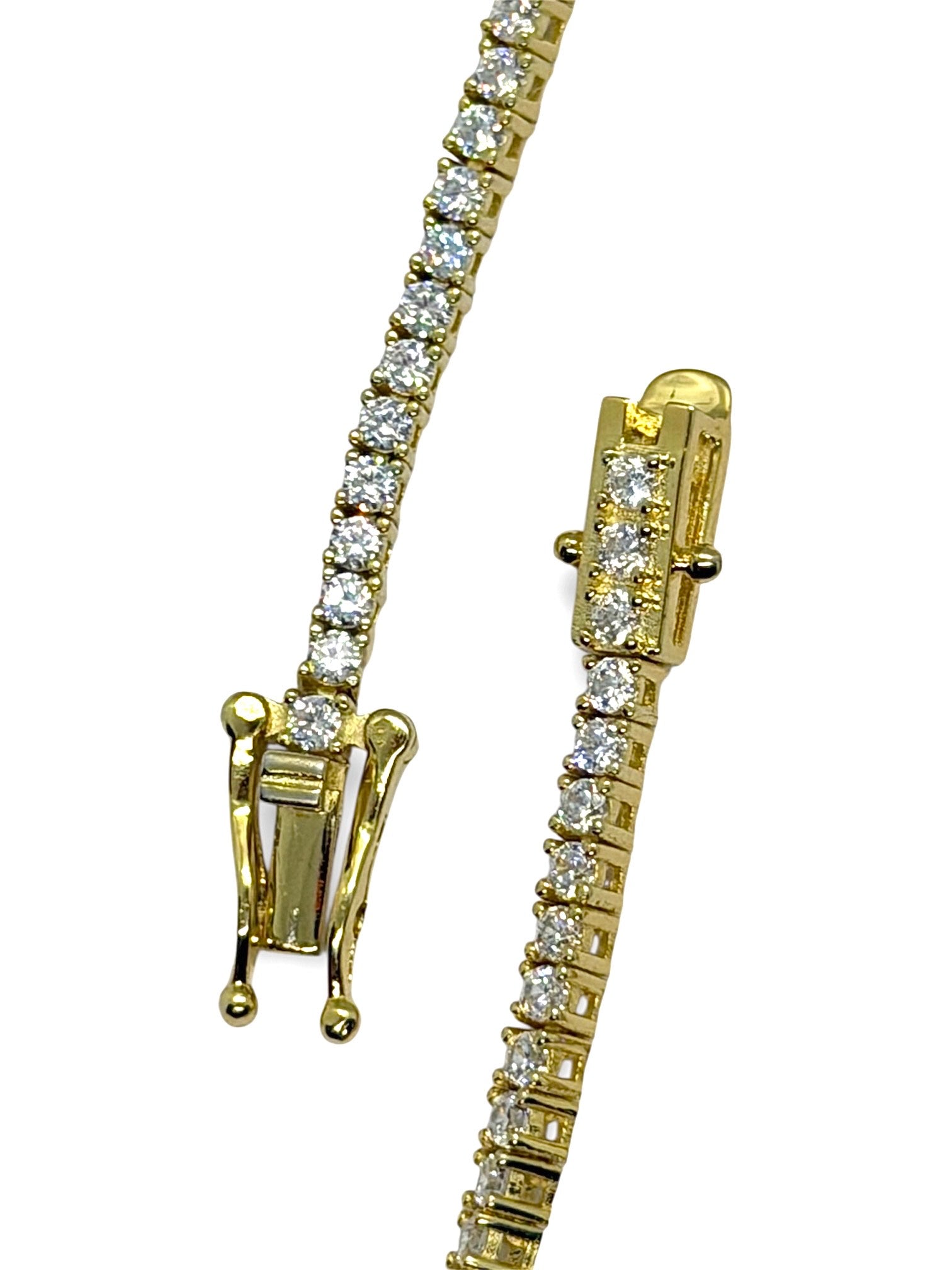 BRACCIALE TENNIS GRIFFE IN ARGENTO 925 CON ZIRCONI 2 MM. PLC.ORO