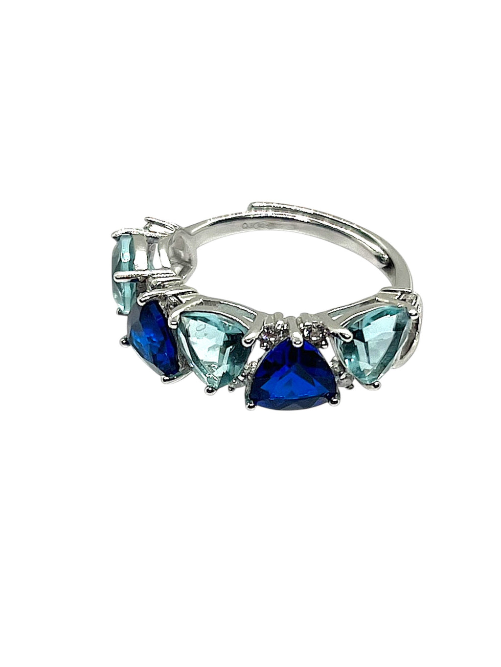ANELLO IN ARGENTO 925 RODIATO CON ZIRCONI BLU NAVI