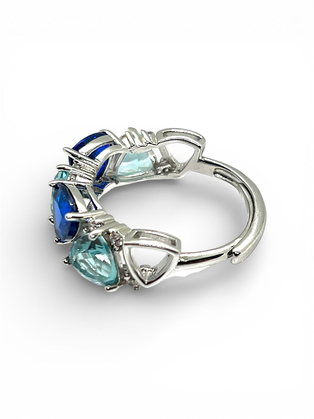 ANELLO IN ARGENTO 925 RODIATO CON ZIRCONI BLU NAVI