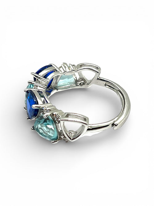 ANELLO IN ARGENTO 925 RODIATO CON ZIRCONI BLU NAVI