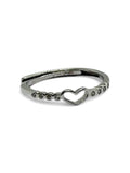 Anello Veretta cuore con Cubic Zirconia Bianchi mm 1.6 in ARGENTO 925 Galvanica Rodio