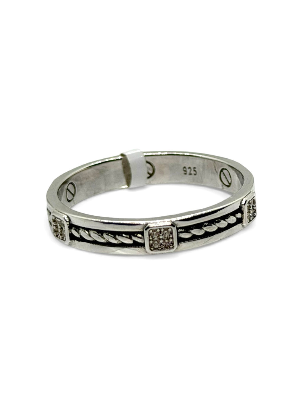 ANELLO IN ARGENTO 925 RODIATO CON ZIRCONI 