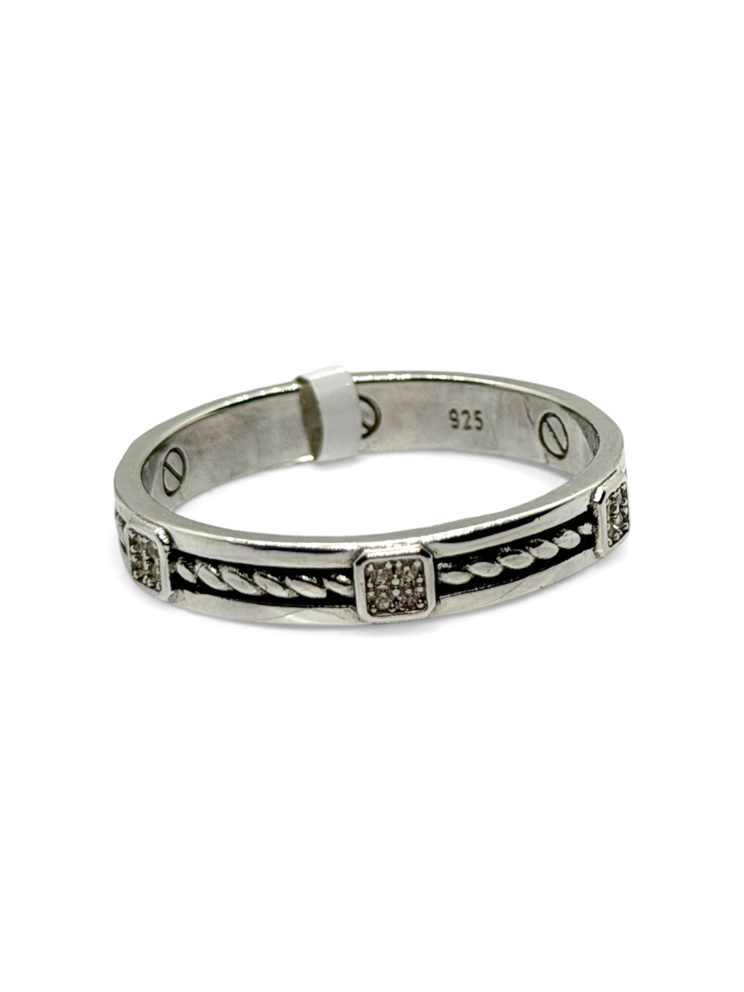 ANELLO IN ARGENTO 925 RODIATO CON ZIRCONI 