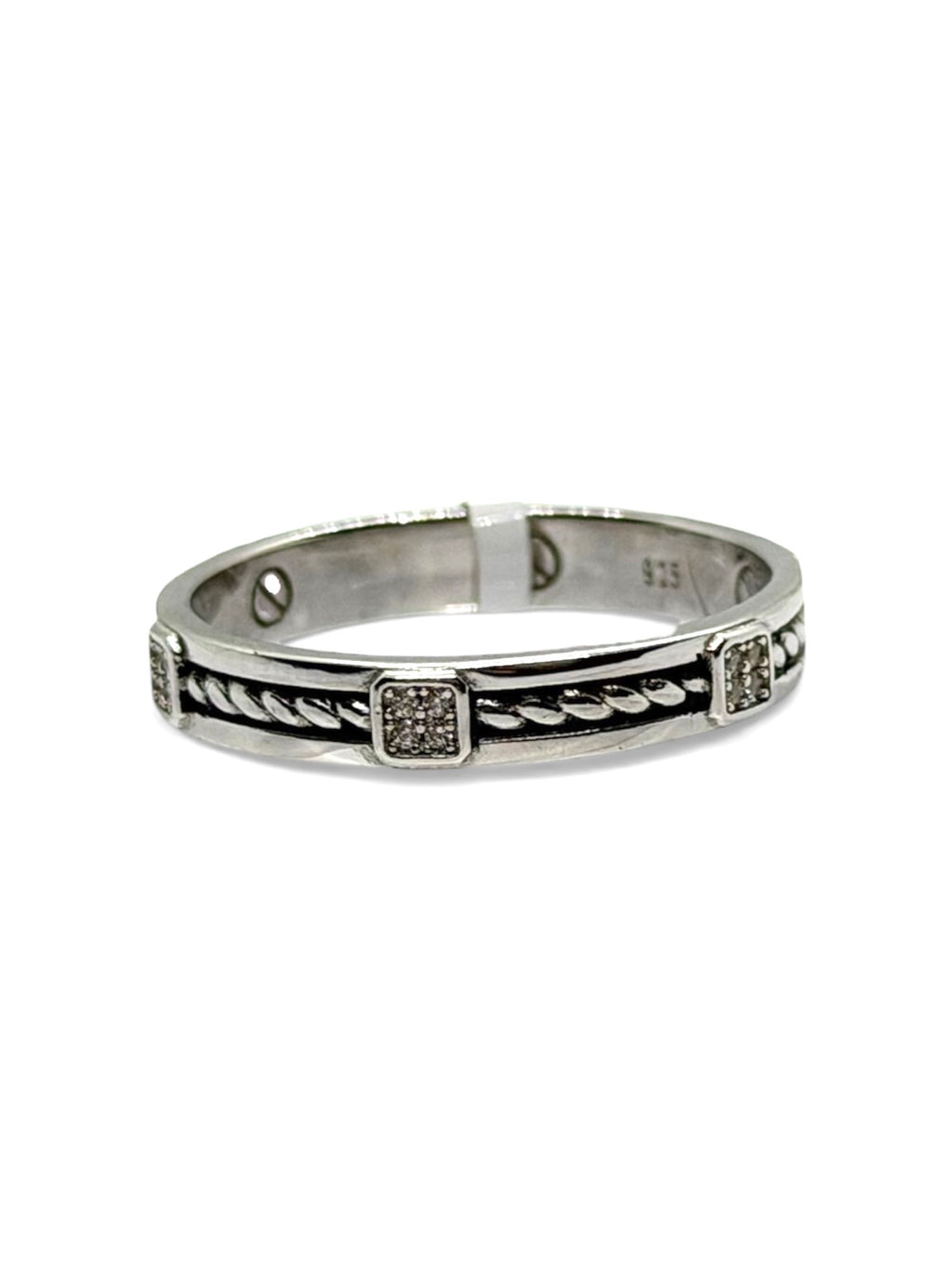 ANELLO IN ARGENTO 925 RODIATO CON ZIRCONI 